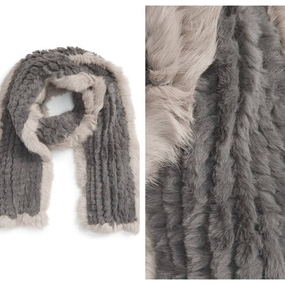 LA FIORENTINA Faux Fur Muffler with Rabbit Trim